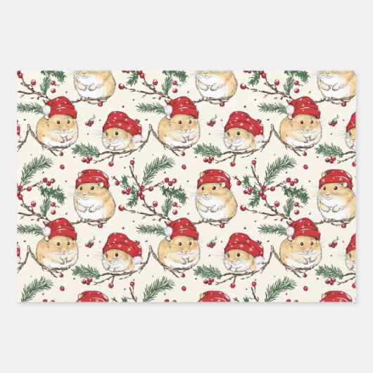 Hamster Christmas Wrapping Paper (Voorkant 3)
