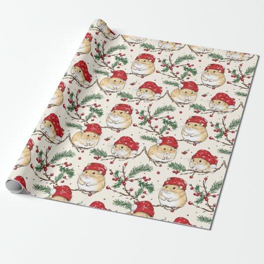 Hamster Christmas Wrapping Paper Design Cadeaupapier (Uitgerold)