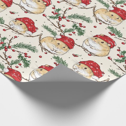 Hamster Christmas Wrapping Paper Design Cadeaupapier (Hoek)