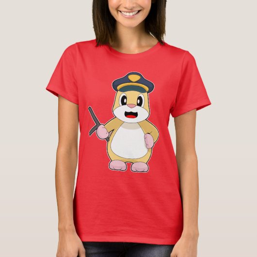 Hamster Cop Baton Politie T-shirt (Voorkant)
