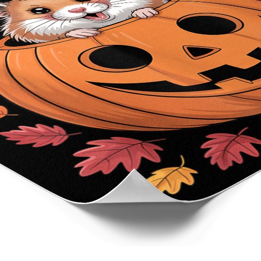 Hamster Costume On Pumpkin Halloween Hamster  Poster (Hoek)