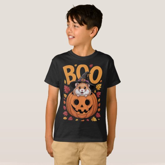 Hamster Costume On Pumpkin Halloween Hamster  T-shirt (Voorkant volledig)