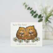 Hamster Couple, Daisies: Save the Date, Huwelijk Aankondigingskaart (Staand voorkant)