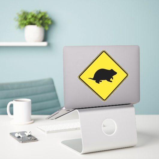 Hamster Crossing Sticker (Laptop op bureau)