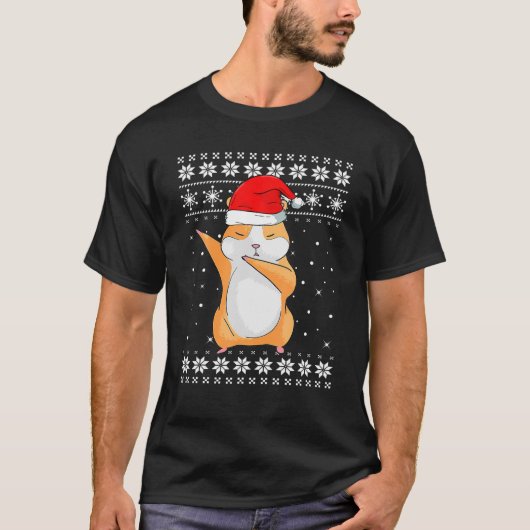 Hamster Dabbing Dance Lelijke trui Kerst Pajam T-shirt (Voorkant)