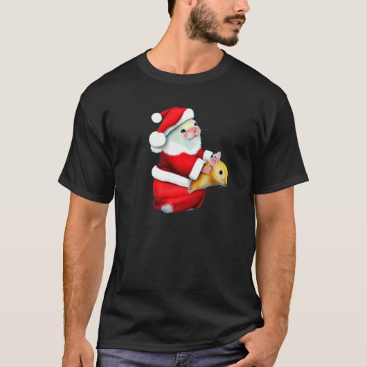 Hamster Dad and Hamster Baby in Christmas Costume T-shirt (Voorkant)