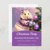 Hamster Decorating Tree Christmas Party Uitnodiging Briefkaart (Voorkant / Achterkant)