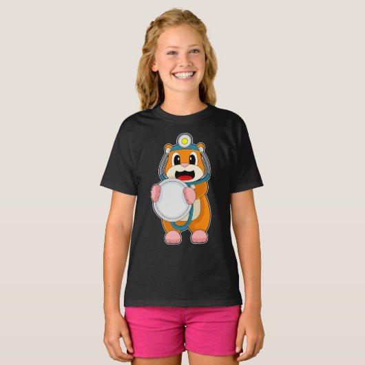 Hamster Doctor Stethoscoop T-shirt (Voorkant volledig)