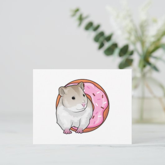 Hamster Donut Briefkaart (Staand voorkant)