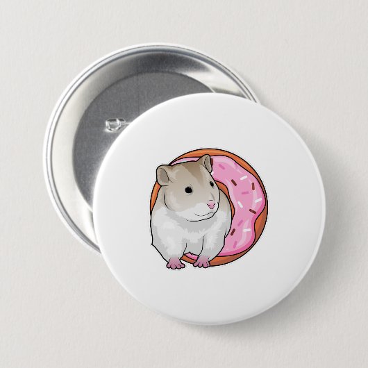 Hamster Donut Ronde Button 7,6 Cm (Voorkant /achterkant)