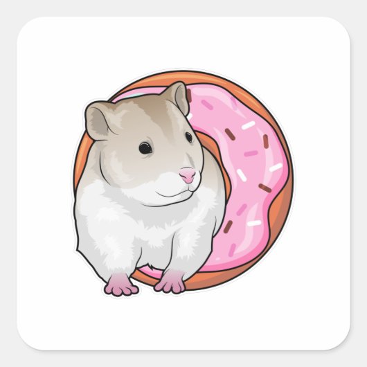 Hamster Donut Vierkante Sticker (Voorkant)