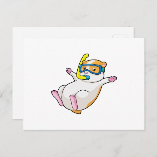 Hamster duikt met zwembril briefkaart (Voorkant / Achterkant)