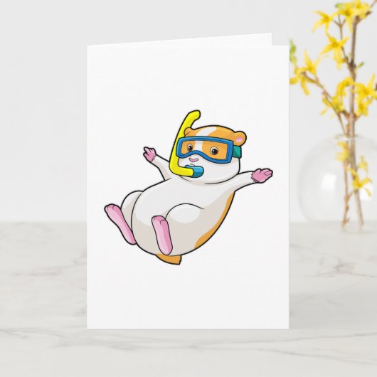 Hamster duikt met zwembril kaart (Gele Bloem)