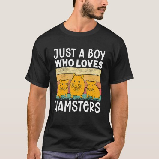 Hamster een jongen die van Hamsters Retro Hamst ho T-shirt (Voorkant)