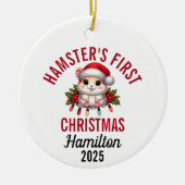 Hamster Eerste Kerstmis 2025 Keramisch Ornament (Voorkant)
