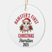 Hamster Eerste Kerstmis 2025 Keramisch Ornament (Links)