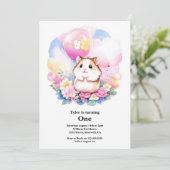 Hamster eerste verjaardag uitnodiging (Staand voorkant)