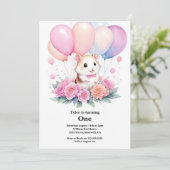 Hamster eerste verjaardag uitnodiging (Staand voorkant)