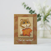 Hamster en Autumn Leaf - Briefkaart (Staand voorkant)