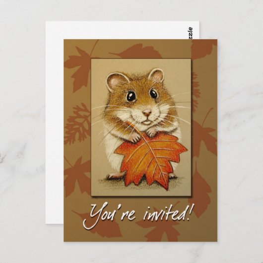 Hamster en Autumn Leaf - Briefkaart (Voorkant / Achterkant)