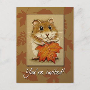 Hamster en Autumn Leaf - Briefkaart