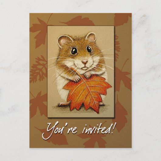 Hamster en Autumn Leaf - Briefkaart (Voorkant)