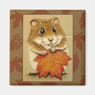 Hamster en Autumn Leaf - Magnet