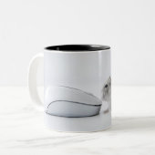 Hamster en computermuis tweekleurige koffiemok (Voorkant links)