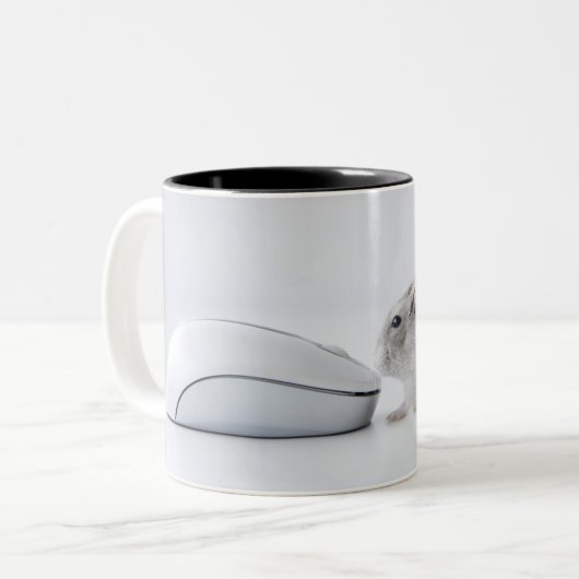 Hamster en computermuis tweekleurige koffiemok (Voorkant links)