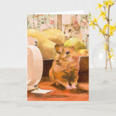 Hamster en kat Blank Kaart (Gele Bloem)