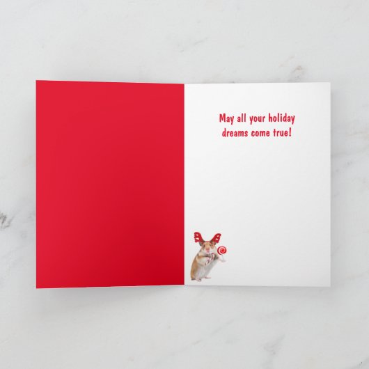 Hamster- en kerstcadeautjes feestdagen kaart (Binnen)