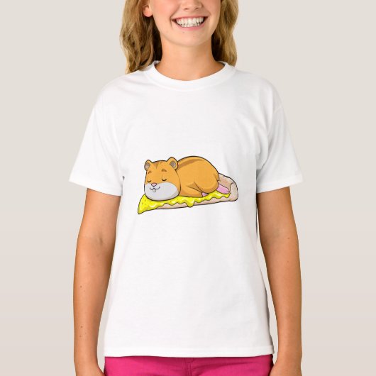 Hamster en Pizza met kaas T-shirt (Voorkant)