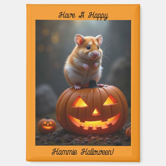 Hamster en pompoenen Halloween magneet (Voorkant)
