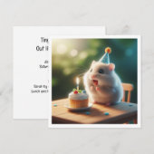 Hamster eten taart verjaardag uitnodiging (Voorkant / Achterkant)