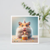 Hamster eten taart verjaardag uitnodiging (Staand voorkant)
