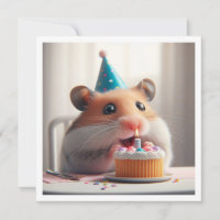 Hamster eten taart verjaardag uitnodiging