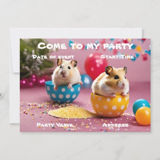 Hamster Feest Uitnodiging (Voorkant)