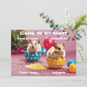 Hamster Feest Uitnodiging (Staand voorkant)