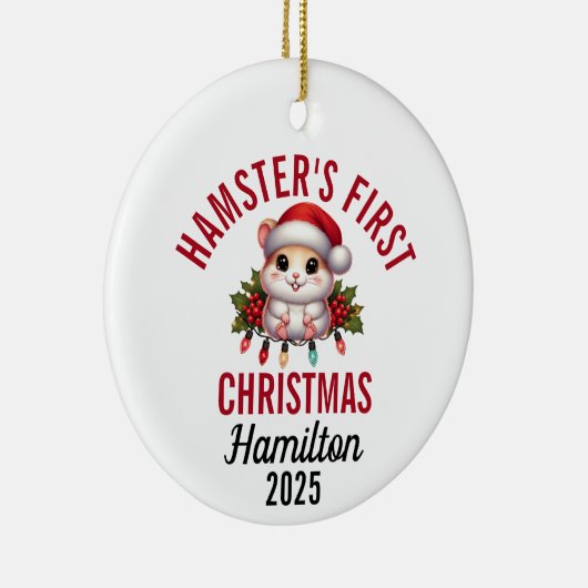 Hamster First Christmas 2025 Keramisch Ornament (Rechts)