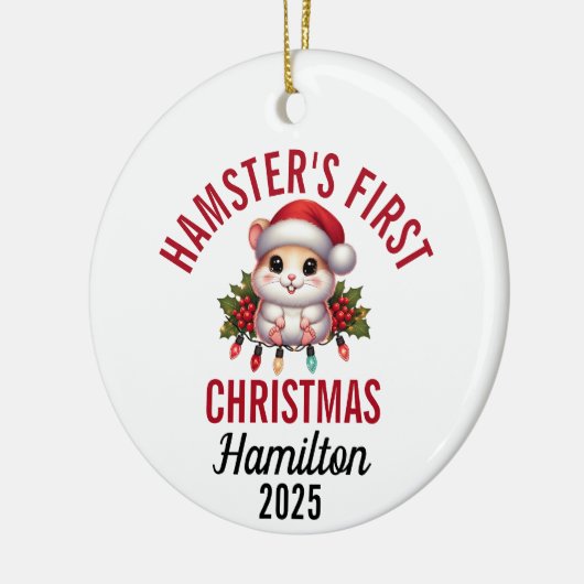 Hamster First Christmas 2025 Keramisch Ornament (Links)