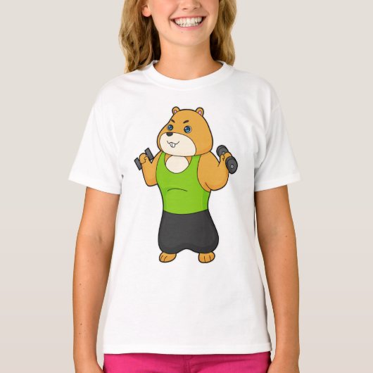 Hamster Fitness Dumbbell T-shirt (Voorkant)