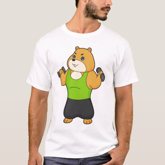 Hamster Fitness Dumbbell T-shirt (Voorkant)