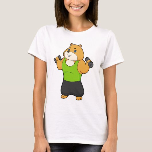 Hamster Fitness Dumbbell T-shirt (Voorkant)