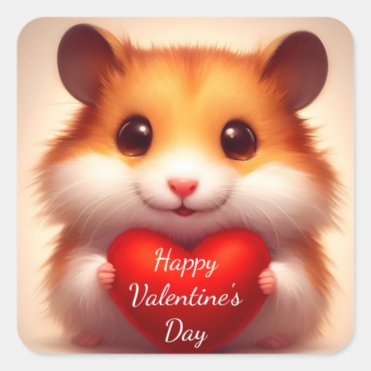 Hamster Gelukkige Valentijnsdag Sticker (Voorkant)