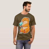 Hamster Hair Dryer Grappig Dier Hammy Eigenaar Pet T-shirt (Voorkant volledig)