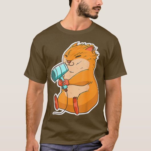 Hamster Hair Dryer Grappig Dier Hammy Eigenaar Pet T-shirt (Voorkant)