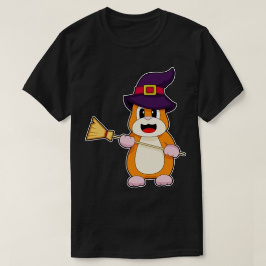 Hamster Halloween Heksenbezem T-shirt (Design voorkant)