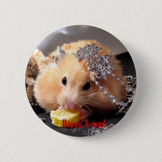 Hamster Happy X-mas! Ronde Button 5,7 Cm (Voorkant)