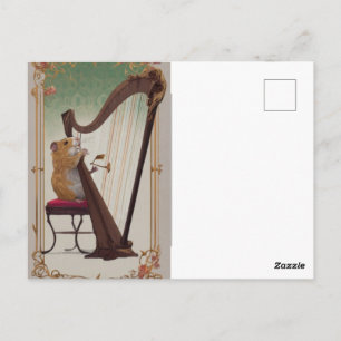 Hamster Harpist Ansichtkaart – Whimsical Klassieke Briefkaart