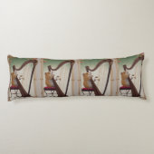 Hamster Harpist – Elegant Musical Illustration Lichaamskussen (Achterkant)